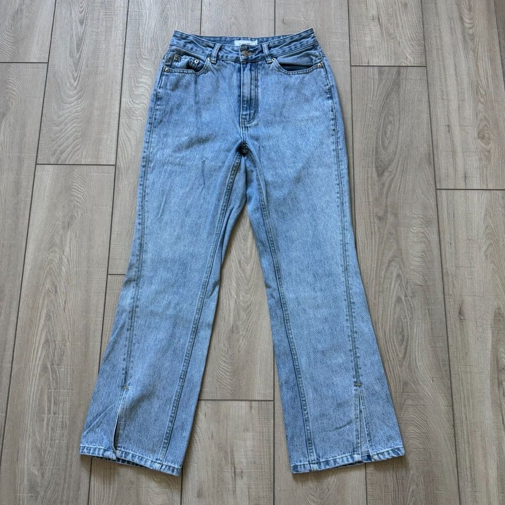 Glassons Jeans Women's 8 Light Wash High Rise Denim w/ Split Hem Recycled Cotton